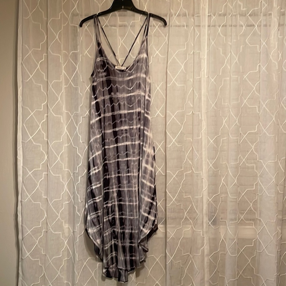 Grey & Black Tie Dye Spaghetti Strap Dress